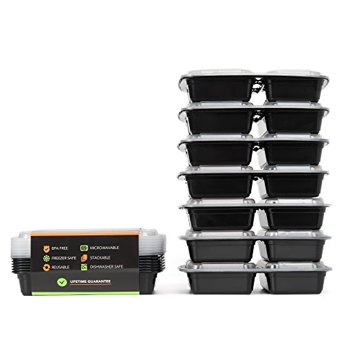 Meal Prep Haven Stackable 3 Compartment Food Containers with Lids Set of 7